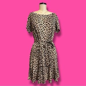 REBECCA TAYLOR *NWT* Y2K Leopard Linen Tiered Mini Dress Luxury Premium Designer